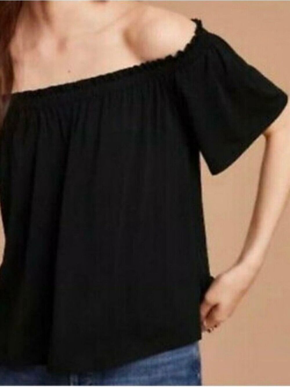 Wilfred Free Sartre Off-Shoulder Ruffle Women's 100% Linen Top - Black